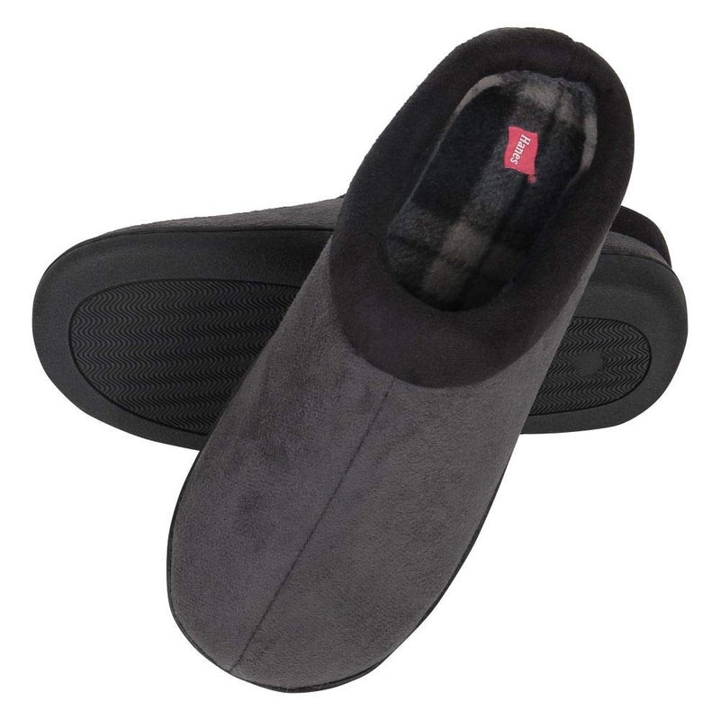 Hanes Men's Memory Foam Indoor/Outdoor Microsuede Clog Slipper Shoe, Grey, Large - Image 3